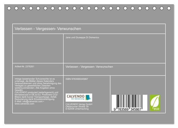 Produktbild: Verlassen - Vergessen- Verwunschen (Tischkalender 2027 DIN A5 quer), CALVENDO Monatskalender