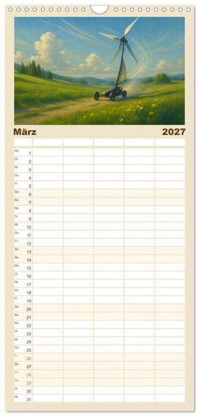 Produktbild: Familienplaner 2027 - Wind bewegt die Welt mit 5 Spalten (Wandkalender, 21 x 45 cm) CALVENDO
