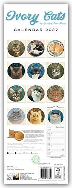 Produktbild: Ivory Cats &ndash; Gemalte Katzen &ndash; Slimline-Kalender 2027 &ndash; Original Flame Tree Publishing-Kalender Slimeline [Mehrsprachig] [Kalender]