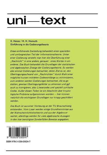 Produktbild: Einf&uuml;hrung in die Codierungstheorie