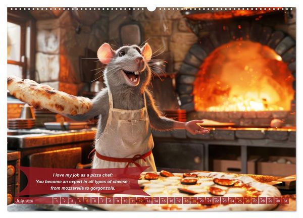 Produktbild: Funny charming animals as pizza chef (High Quality Premium Wall Calendar 2026 DIN A2 landscape),CALVENDO 12 Month Wall Calendar
