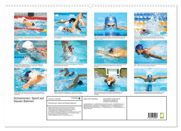Produktbild: Schwimmen: Sport auf blauen Bahnen (Wandkalender 2027 DIN A2 quer), CALVENDO Monatskalender