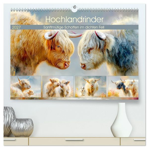 Produktbild: Hochlandrinder. Sanftm&uuml;tige Schotten im dichten Fell (hochwertiger Premium Wandkalender 2027 DIN A2 quer), Kunstdruck in Hochglanz