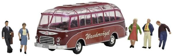 Schuco 452669200 H0 Bus Modell Setra S6 Wandervögel mit 5 Figuren