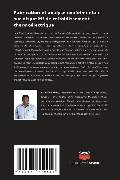 Produktbild: Fabrication et analyse exp&eacute;rimentale sur dispositif de refroidissement thermo&eacute;lectrique