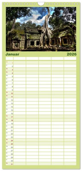 Produktbild: Familienplaner 2026 - Kambodscha &bull; Angkor Wat mit 5 Spalten (Wandkalender, 21 x 45 cm) CALVENDO
