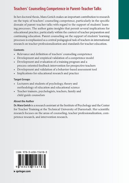 Produktbild: Teachers&lsquo; Counseling Competence in Parent-Teacher Talks