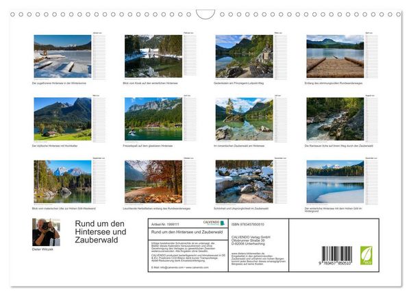 Produktbild: Rund um den Hintersee und Zauberwald (Wandkalender 2026 DIN A3 quer), CALVENDO Monatskalender