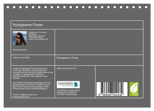 Produktbild: Rockgitarren Power (Tischkalender 2026 DIN A5 quer), CALVENDO Monatskalender