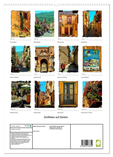 Produktbild: Dorfleben auf Sizilien (hochwertiger Premium Wandkalender 2026 DIN A2 hoch), Kunstdruck in Hochglanz