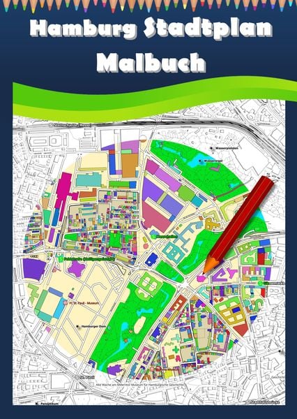 Produktbild: Hamburg Stadtplan Malbuch