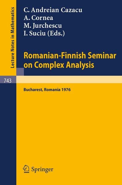 Produktbild: Romanian-Finnish Seminar on Complex Analysis