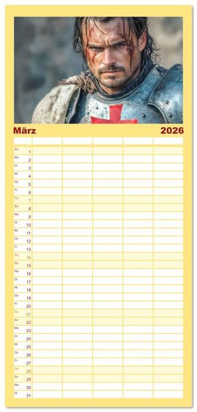Produktbild: Familienplaner 2026 - Tempelritter - Ein m&auml;chtiger Ritterorden mit 5 Spalten (Wandkalender, 21 x 45 cm) CALVENDO