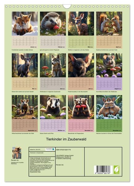 Produktbild: Tierkinder im Zauberwald (Wandkalender 2026 DIN A3 hoch), CALVENDO Monatskalender