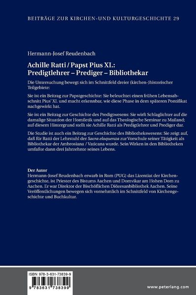 Produktbild: Achille Ratti / Papst Pius XI.: Predigtlehrer &ndash; Prediger &ndash; Bibliothekar