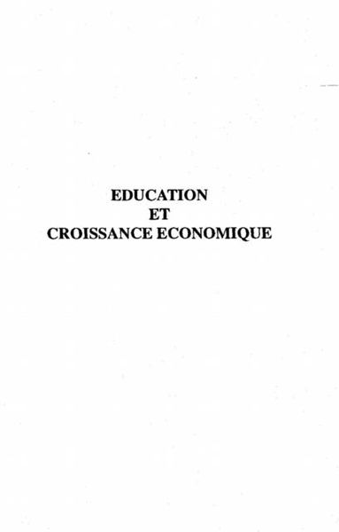 Produktbild: Education et croissance economique