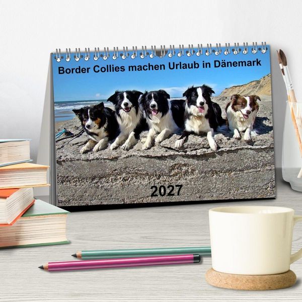Produktbild: Border Collies machen Urlaub in D&auml;nemark (Tischkalender 2027 DIN A5 quer), CALVENDO Monatskalender
