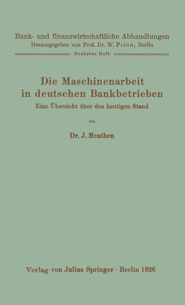 Produktbild: Die Maschinenarbeit in deutschen Bankbetrieben