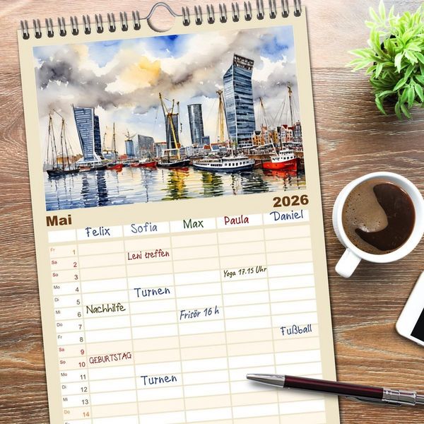 Produktbild: Familienplaner 2026 - Zauberhafte Niederlande mit 5 Spalten (Wandkalender, 21 x 45 cm) CALVENDO