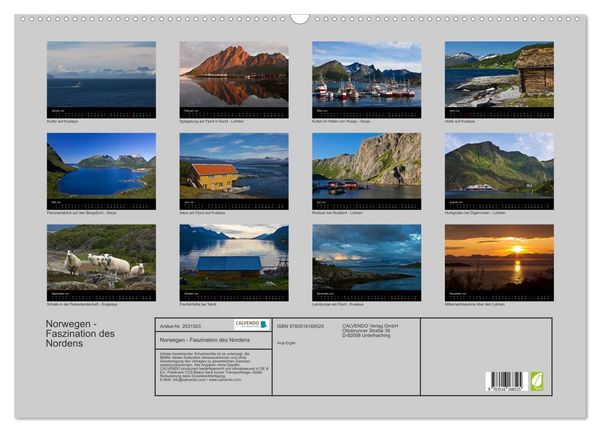 Produktbild: Norwegen - Faszination des Nordens (Wandkalender 2026 DIN A2 quer), CALVENDO Monatskalender