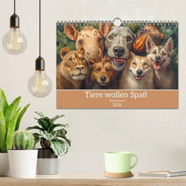 Produktbild: Tiere wollen Spa&szlig; - Humorwerke (Wandkalender 2026 DIN A4 quer), CALVENDO Monatskalender