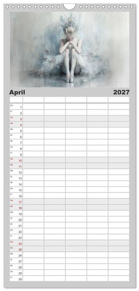 Produktbild: Familienplaner 2027 - Im Pas de Deux mit der Stille mit 5 Spalten (Wandkalender, 21 x 45 cm) CALVENDO