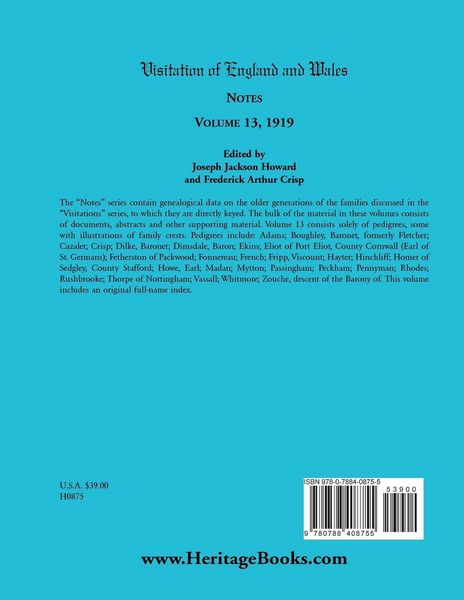 Produktbild: Visitation of England and Wales Notes, Volume 13, 1919