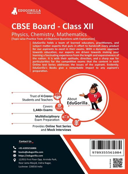 Produktbild: EduGorilla CBSE Board Class XII (Science-PCM) Exam 2023 - 38 Solved MCQ Practice Tests For Physics, Chemistry and Mathematics with Free Access to Onli