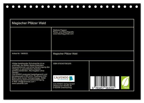Produktbild: Magischer Pf&auml;lzer Wald (Tischkalender 2026 DIN A5 quer), CALVENDO Monatskalender