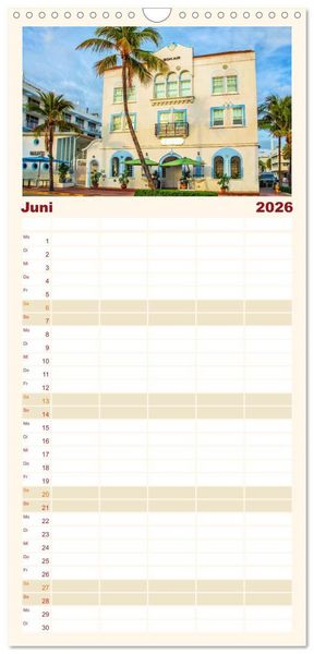 Produktbild: Familienplaner 2026 - Miami - pulsierende Metropole mit 5 Spalten (Wandkalender, 21 x 45 cm) CALVENDO