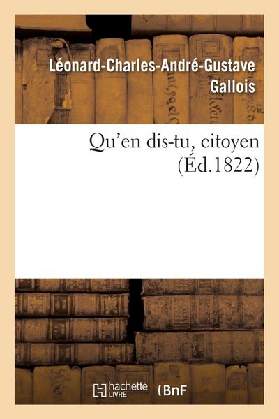 Produktbild: Qu'en dis-tu, citoyen