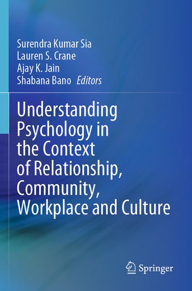 Produktbild: Understanding Psychology in the Context of Relationship, Community, Workplace and Culture