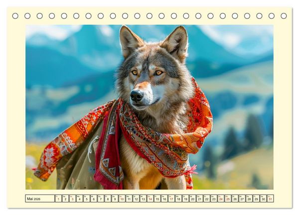 Produktbild: Wilder Style. Modische W&ouml;lfe in der Natur (Tischkalender 2026 DIN A5 quer), CALVENDO Monatskalender