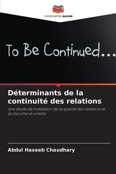 Produktbild: D&eacute;terminants de la continuit&eacute; des relations