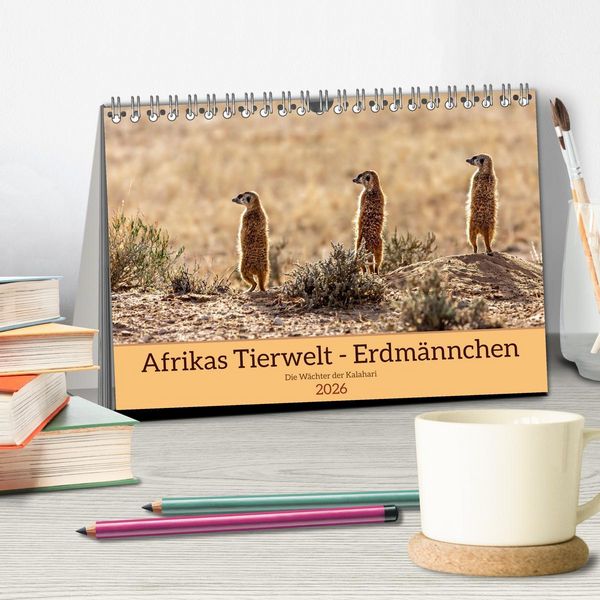 Produktbild: Afrikas Tierwelt - Erdm&auml;nnchen (Tischkalender 2026 DIN A5 quer), CALVENDO Monatskalender