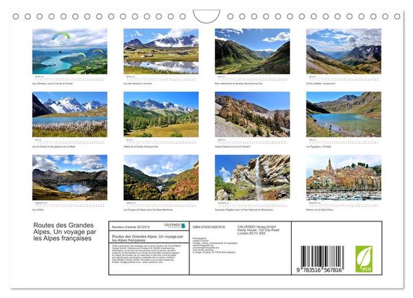 Produktbild: Routes des Grandes Alpes, Un voyage par les Alpes fran&ccedil;aises (Calendrier mural 2026 DIN A4 vertical), CALVENDO calendrier mensuel