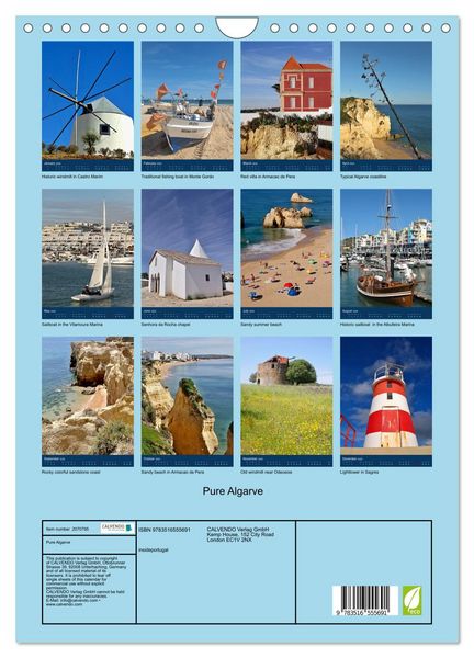 Produktbild: Pure Algarve (Wall Calendar 2026 DIN A4 portrait), CALVENDO 12 Month Wall Calendar