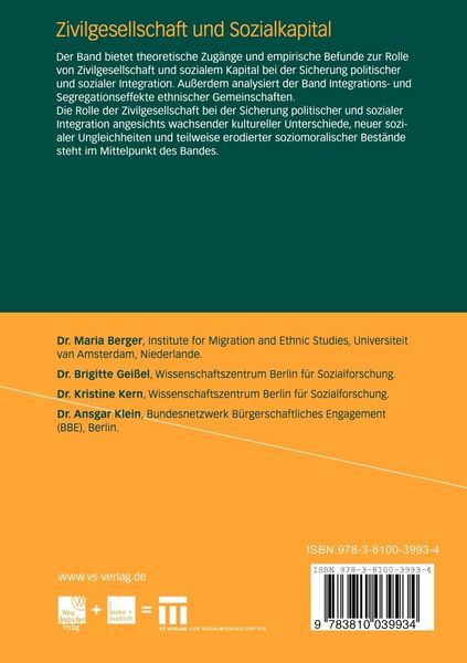 Produktbild: Zivilgesellschaft und Sozialkapital