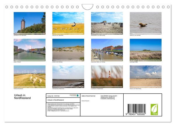Produktbild: Urlaub in Nordfriesland (Wandkalender 2026 DIN A4 quer), CALVENDO Monatskalender