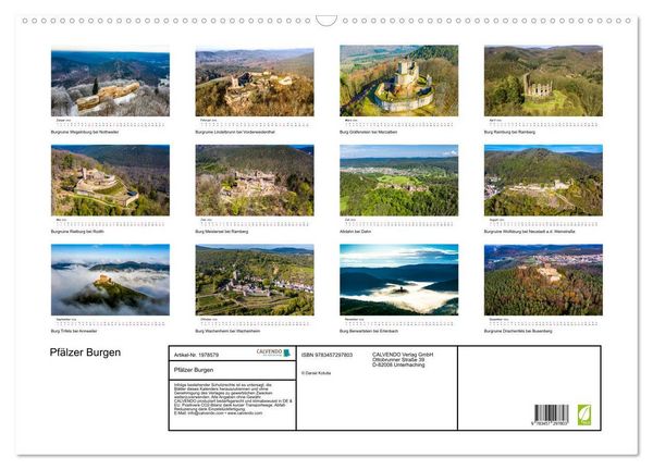 Produktbild: Pf&auml;lzer Burgen (Wandkalender 2026 DIN A2 quer), CALVENDO Monatskalender