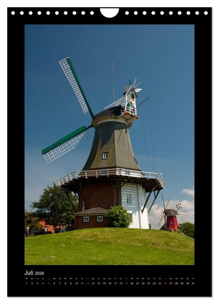 Produktbild: Windm&uuml;hlen in Deutschland (Wandkalender 2026 DIN A4 hoch), CALVENDO Monatskalender