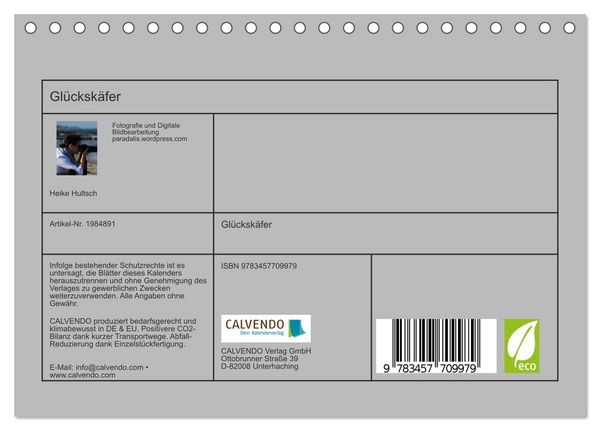 Produktbild: Gl&uuml;cksk&auml;fer (Tischkalender 2026 DIN A5 quer), CALVENDO Monatskalender
