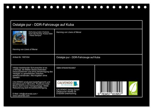 Produktbild: Ostalgie pur - DDR-Fahrzeuge auf Kuba (Tischkalender 2026 DIN A5 quer), CALVENDO Monatskalender
