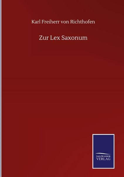 Produktbild: Zur Lex Saxonum