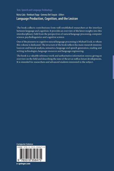 Produktbild: Language Production, Cognition, and the Lexicon