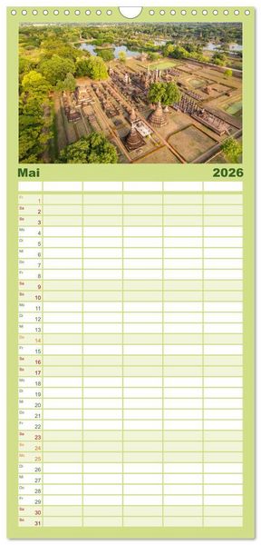 Produktbild: Familienplaner 2026 - Thailand - Welterbe Sukothai mit 5 Spalten (Wandkalender, 21 x 45 cm) CALVENDO