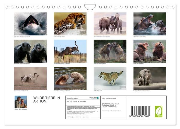 Produktbild: WILDE TIERE IN AKTION (Wandkalender 2027 DIN A4 quer), CALVENDO Monatskalender
