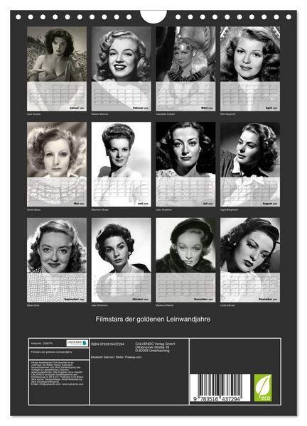 Produktbild: Filmstars der goldenen Leinwandjahre (Wandkalender 2026 DIN A4 hoch), CALVENDO Monatskalender