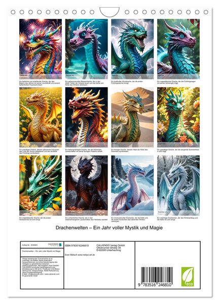 Produktbild: Drachenwelten &ndash; Ein Jahr voller Mystik und Magie (Wandkalender 2026 DIN A4 hoch), CALVENDO Monatskalender