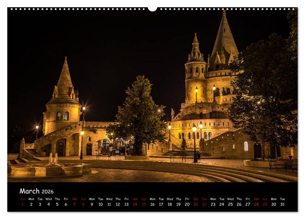 Produktbild: Danube River Nightlights (High Quality Premium Wall Calendar 2026 DIN A2 landscape),CALVENDO 12 Month Wall Calendar